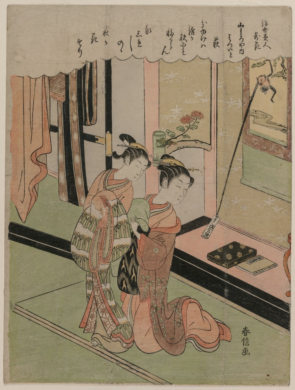 Bush Clover från serien Beauties of the Floating World jämfört med blommor, sent 1760-tal. av Suzuki Harunobu