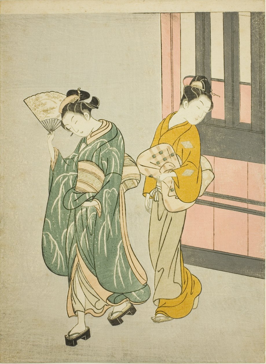 Clearing Breeze from a Fan (Ogi no seiran), från serien "Eight Views of the Parlour (Zashiki hakkei)" av Suzuki Harunobu