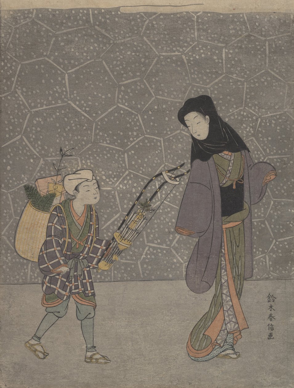 Demonkrossande båge, ca. 1765., ca. 1765. av Suzuki Harunobu