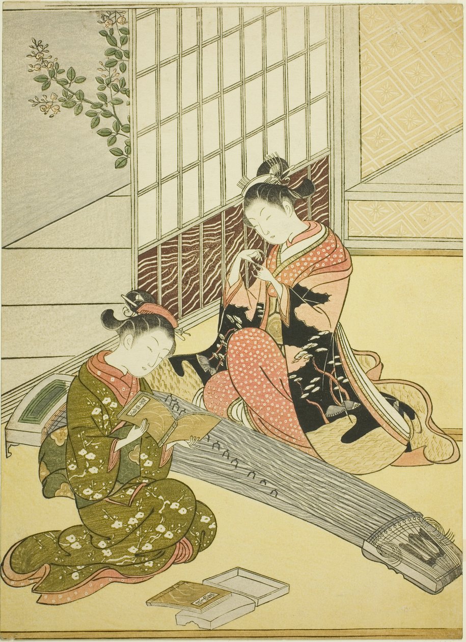 Descending Geese of the Koto Bridges (Kotoji no rakugan), från serien "Eight Views of the Parlour (Zashiki hakkei)" av Suzuki Harunobu