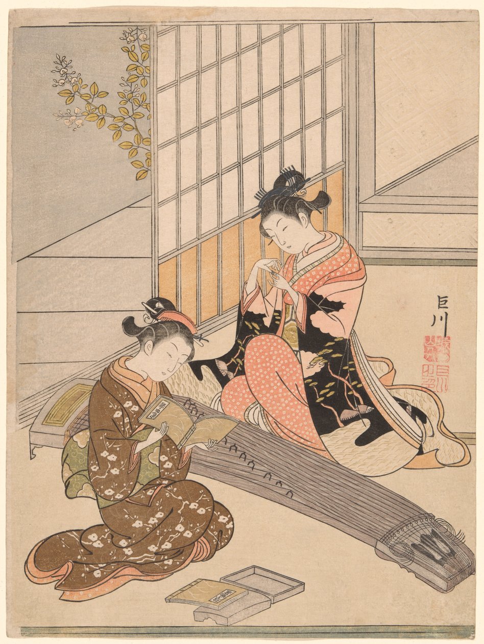 Descending Geese of the Koto Bridges (Kotoji no rakugan), från serien "Eight Views of the Parlour (Zashiki hakkei)" av Suzuki Harunobu
