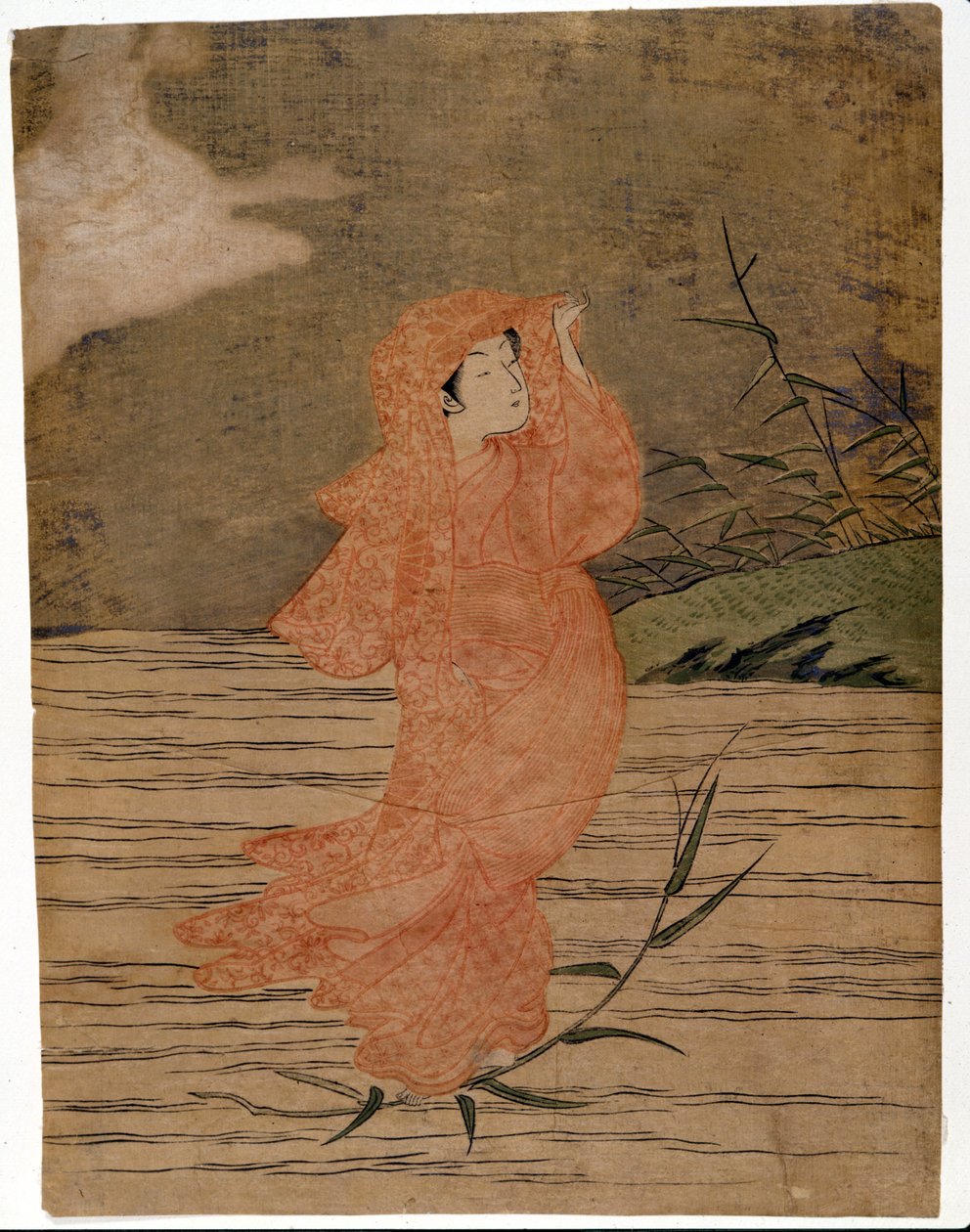 Dharma på vatten. Tryck av Harunobu Suzuki (1724/25-1770). av Suzuki Harunobu