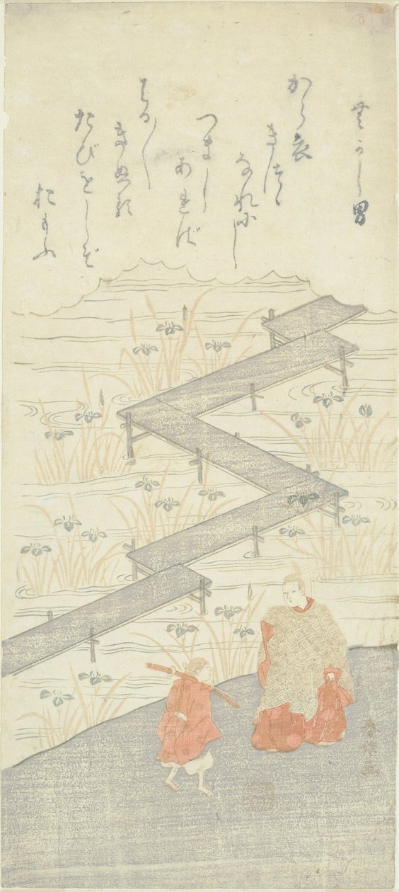 Åtta plattformsbron (Yatsuhashi), från "Tale of Ise (Ise Monogatari)" av Suzuki Harunobu