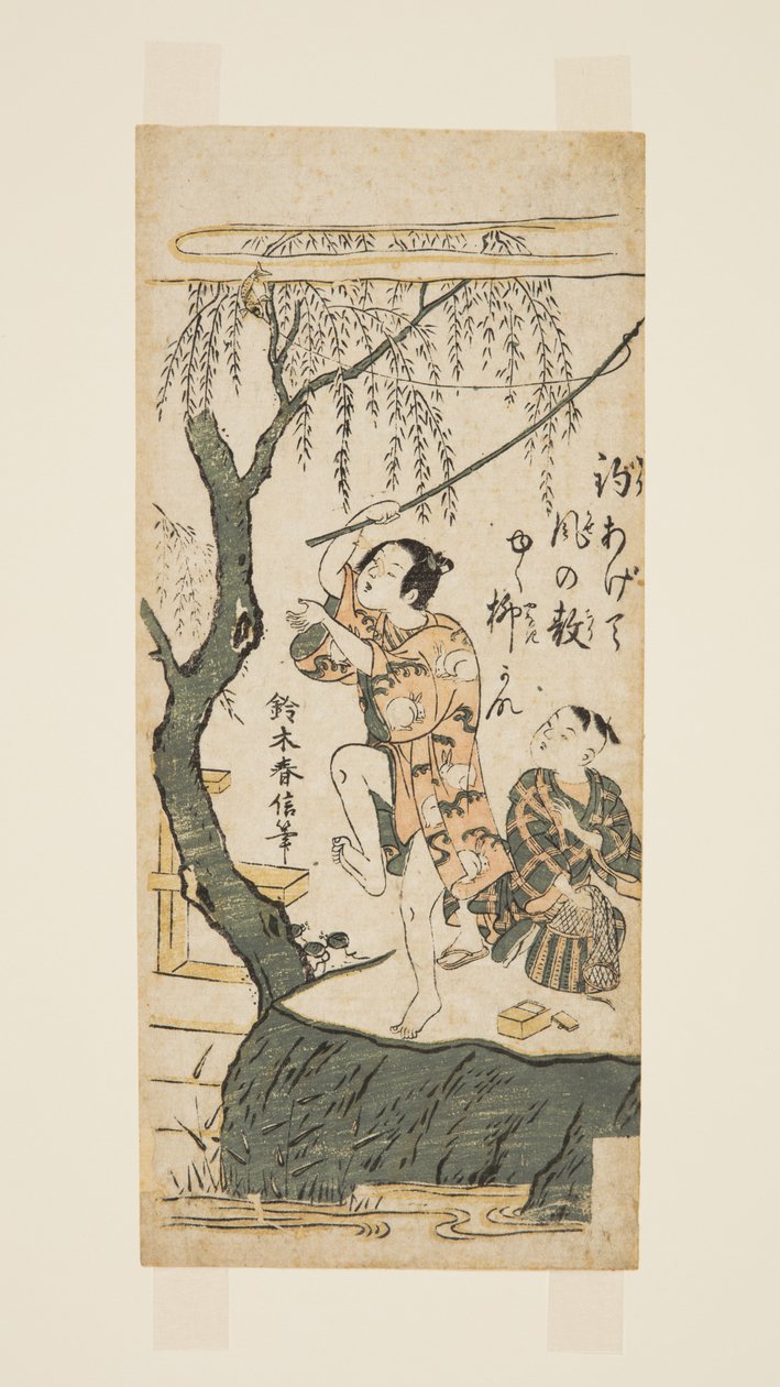 Fiske och vind (trätryck i färg) av Suzuki Harunobu