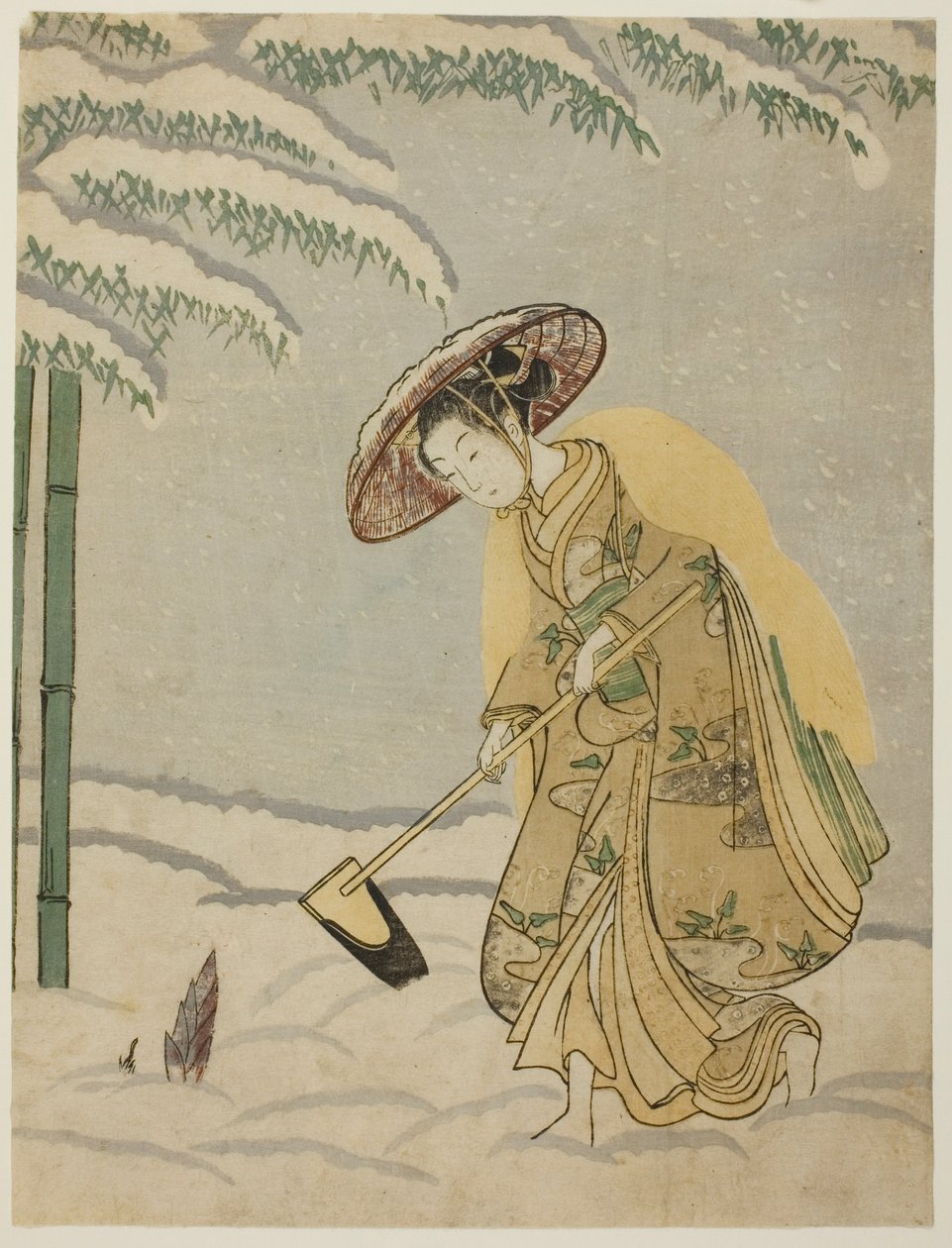 Samla bambuskott av Suzuki Harunobu