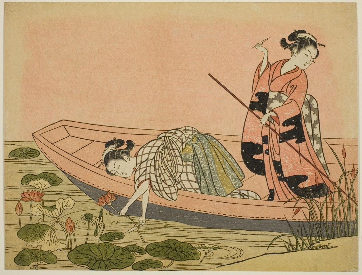 Samla lotusblommor av Suzuki Harunobu