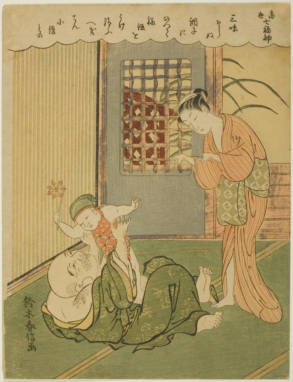 Hotei, från serien "Seven Gods of Good Luck in Modern Life (Tosei Shichi-fukujin)" av Suzuki Harunobu