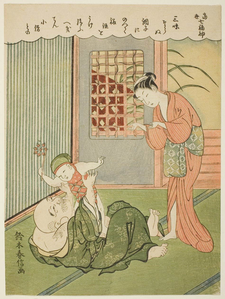 Hotei, från serien "The Seven Gods of Good Luck in Modern Life (Ukiyo shichi fukujin)" av Suzuki Harunobu