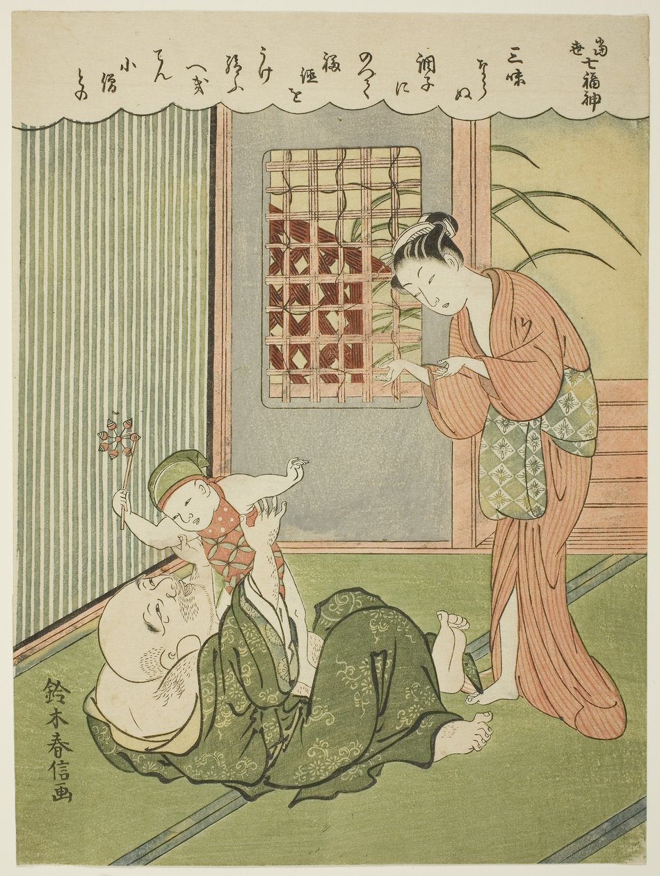 Hotei, från serien "De sju lyckogudarna i det moderna livet (Ukiyo shichi fukujin)" av Suzuki Harunobu