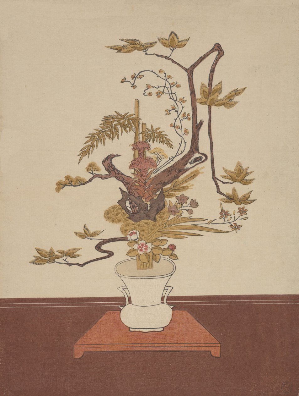 Ike Bana blomsterarrangemang i Ike-no-bo-stilen, troligen 1765, troligen 1765. av Suzuki Harunobu