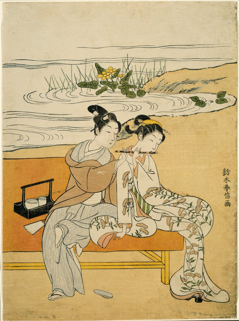 Lovers Playing the Same Fute (parodi på Xuanzong och Yang Guifei) av Suzuki Harunobu