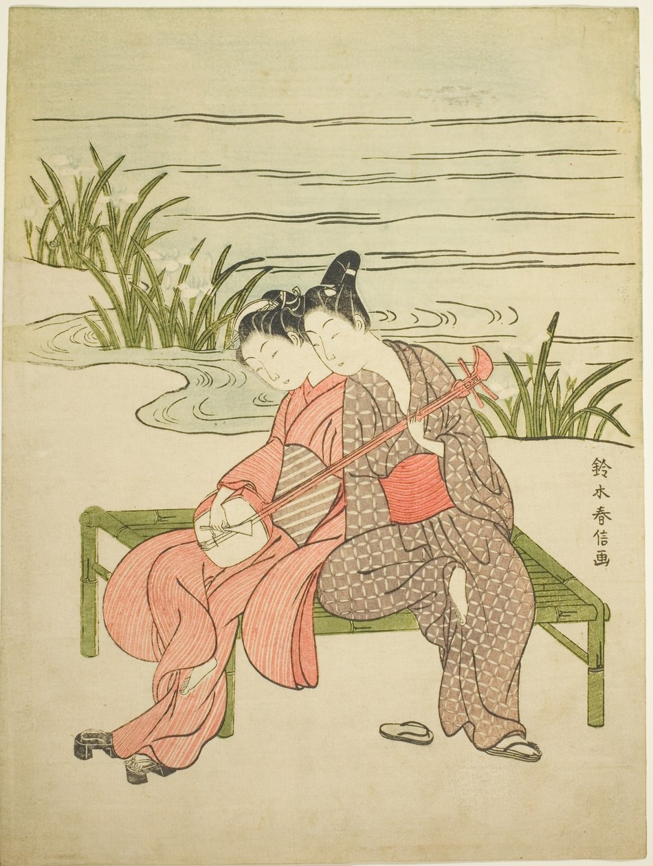 Lovers Playing the Same Shamisen (parodi på Xuanzong och Yang Guifei) av Suzuki Harunobu