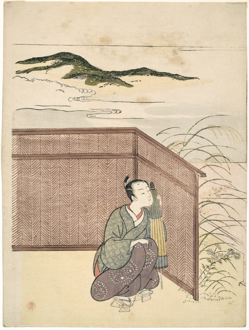 Parodi på Kawachi-goe från "Tales of Ise", 1765 av Suzuki Harunobu