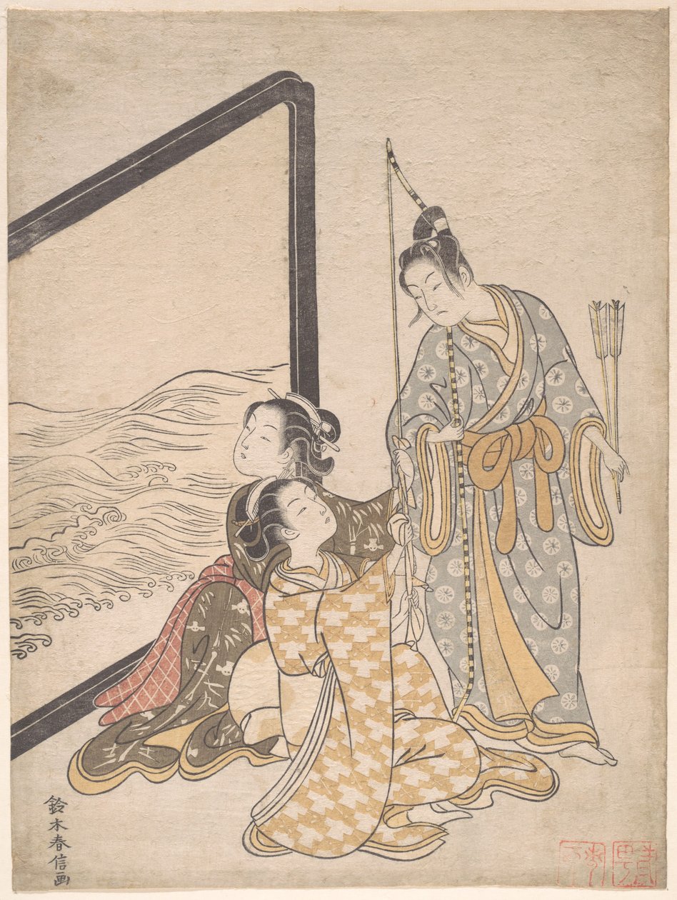 Parodi på Minamoto no Tametomo av Suzuki Harunobu