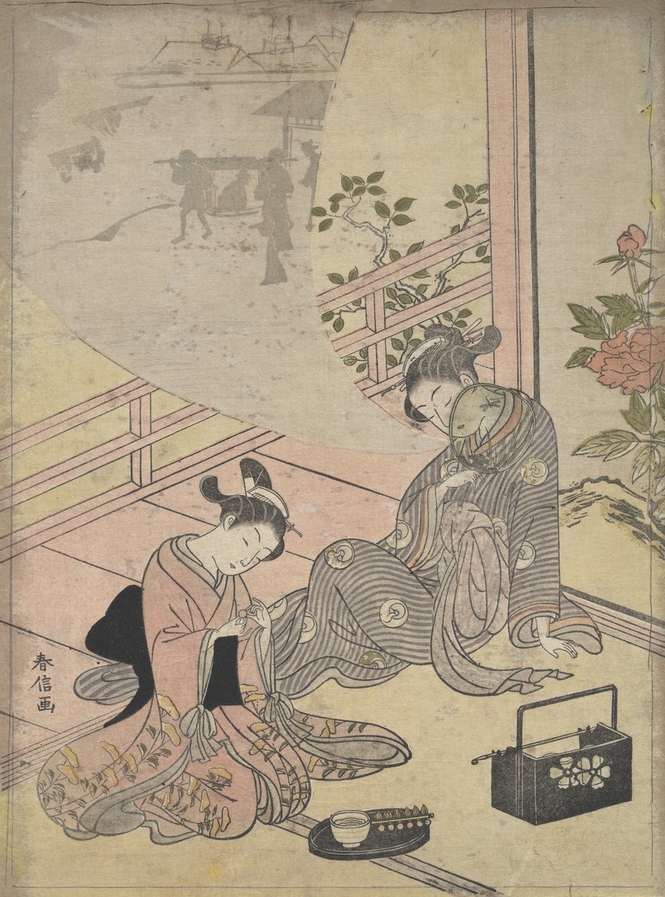 Parodi på berättelsen om den unge mannen Lu: Courtesan Dreaming, 1700-talet., 1700-talet. av Suzuki Harunobu