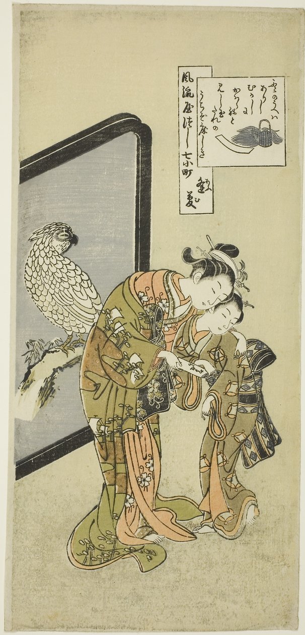 Papegoja Komachi (Omu Komachi), från serien The Seven Fashionable Aspects of Komachi (Furyu yatsushi nana Komachi) av Suzuki Harunobu