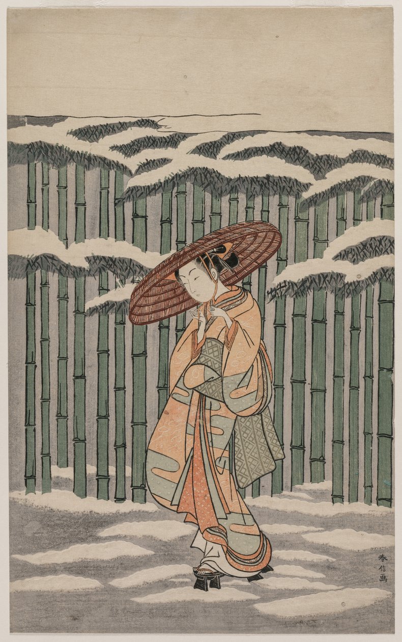 Passerar Bamboo Grove av Suzuki Harunobu