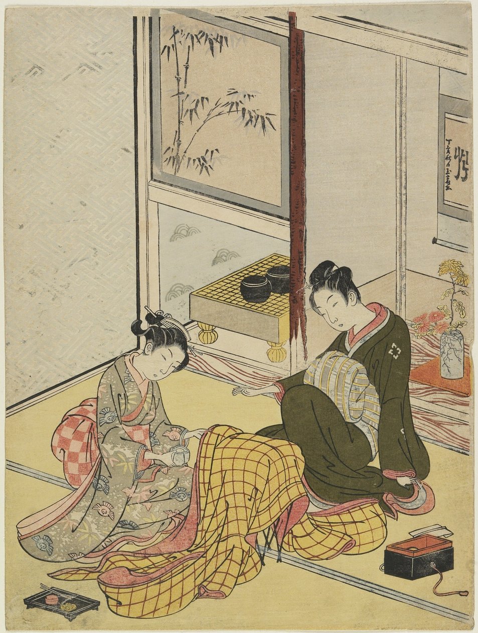 Parfymering av en klädsel som en mitat av de fyra eleganta sysselsättningarna, hösten 1767 (färgsnitt) av Suzuki Harunobu