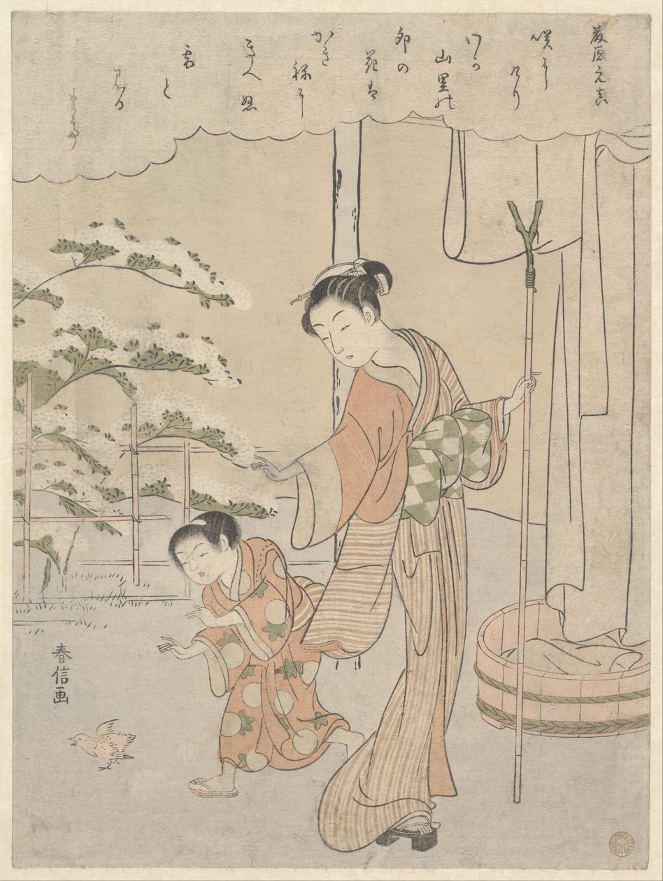 Dikt av Fujiwara no Motozane (ca 860) ur serien Trettiosex poeter av Suzuki Harunobu