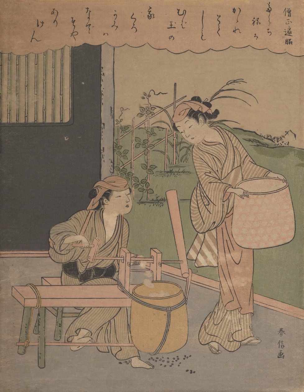 Dikt av Henjo Sojo, ca. 1766, ca. 1766. av Suzuki Harunobu