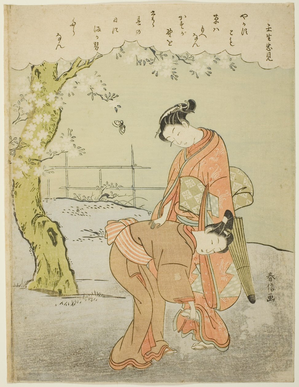 Dikt av Mibuno no Tadami, från en titellös serie av trettiosex odödliga poeter av Suzuki Harunobu