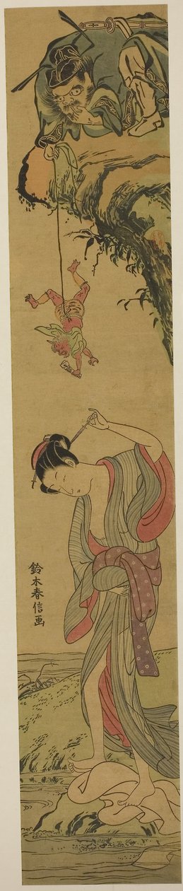 Shoki i kärlek, ca 1768 (träsnitt i färg, hashira-e) av Suzuki Harunobu