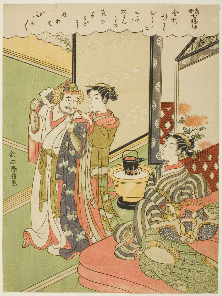 Tamonten, från serien "The Seven Gods of Good Luck in Modern Life (Tosei Shichi Fukujin)" av Suzuki Harunobu