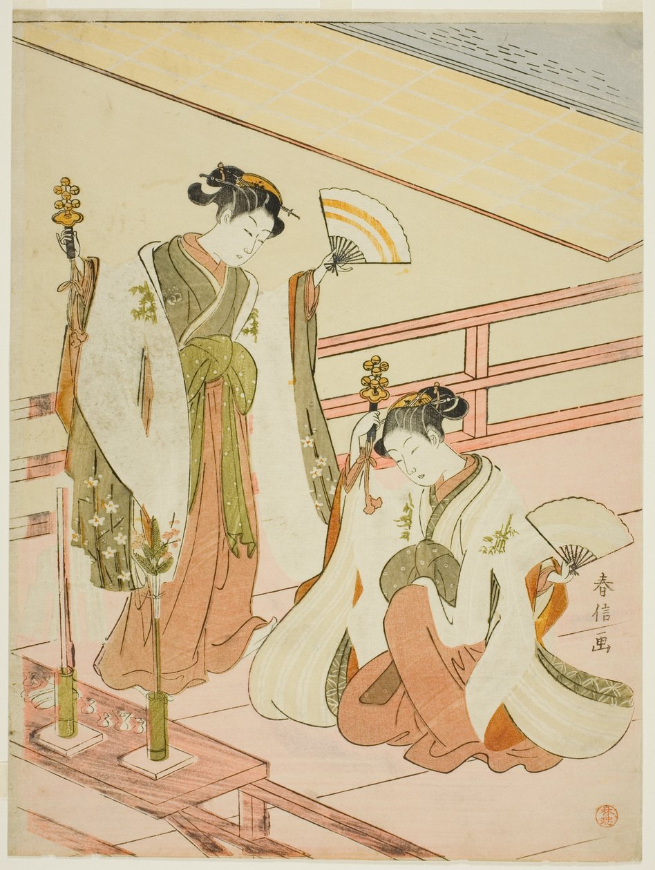 The Dance of the Shrine Maidens Ohatsu och Onami av Suzuki Harunobu