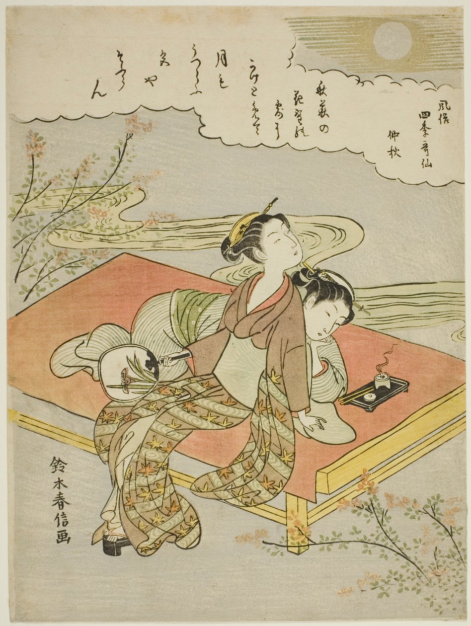 Den åttonde månaden (Chushu), från serien "Popular Versions of Immortal Poets in Four Seasons (Fuzoku shiki kasen)" av Suzuki Harunobu