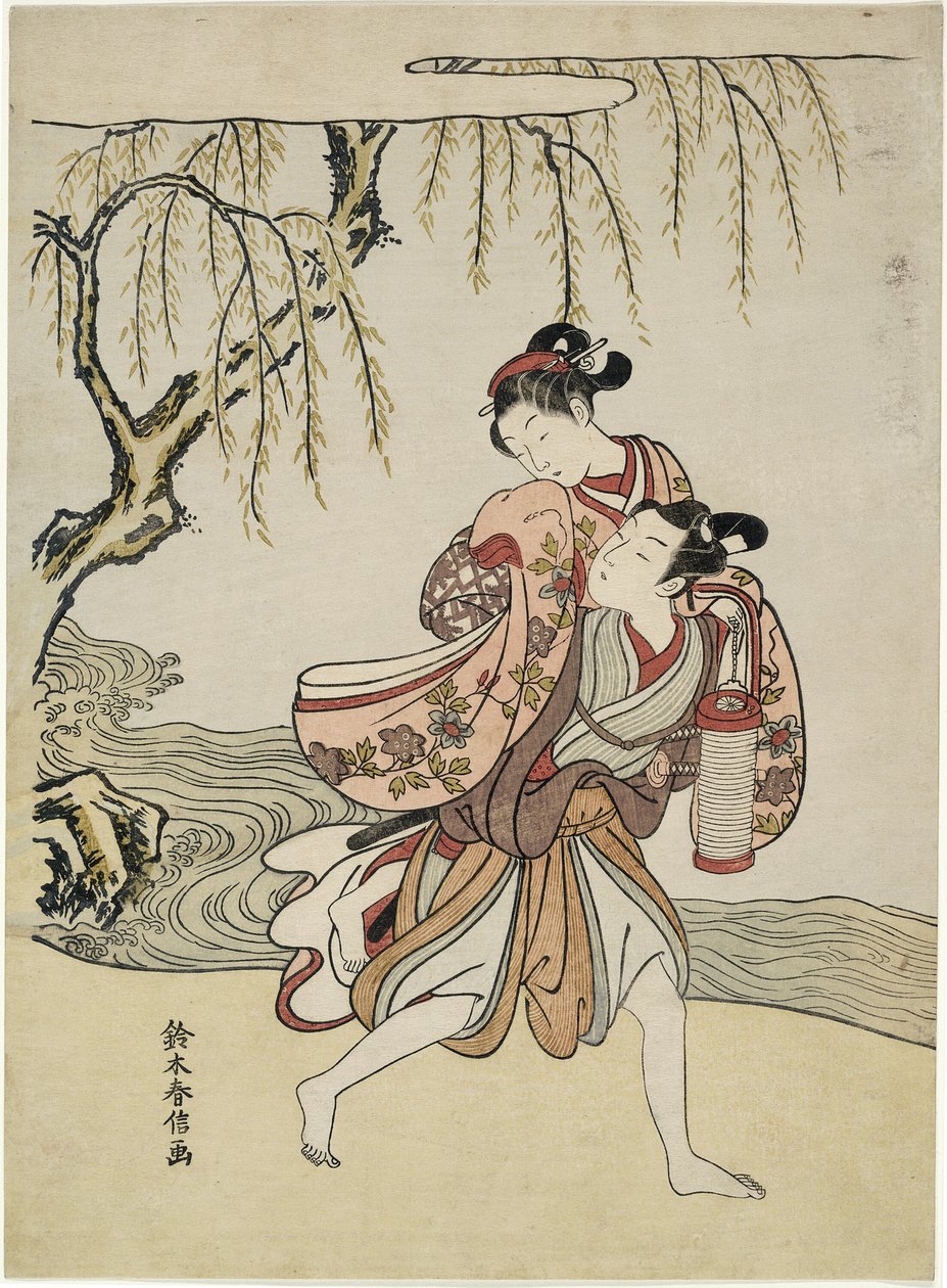 The Elopement (parodi på Akutagawa-avsnittet från "Tales of Ise") av Suzuki Harunobu