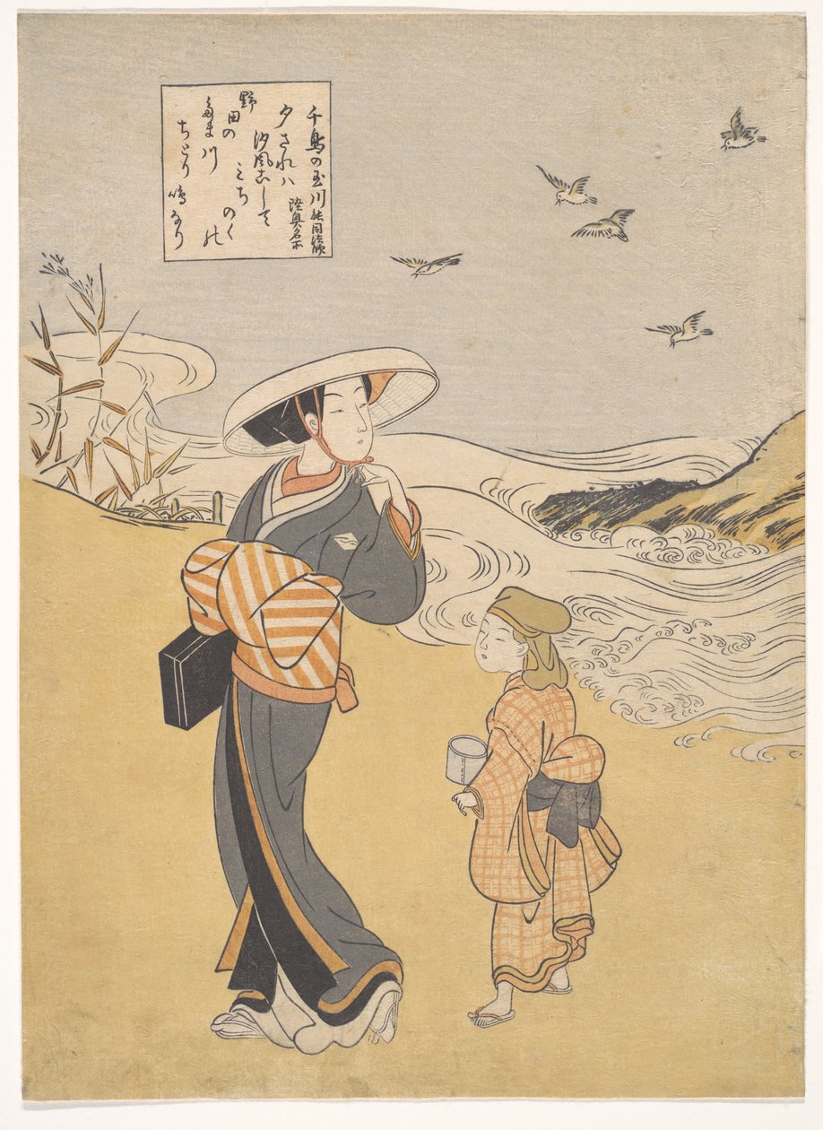 ”Plovernas juvelflod, en berömd plats i provinsen Mutsu”, ur serien Sex juvelfloder (Mu Tamagawa: Chidori no Tamagawa, Mutsu meisho) av Suzuki Harunobu