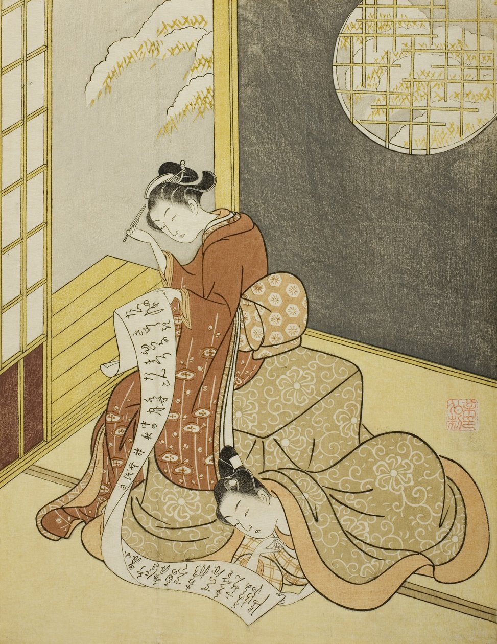 Kärleksbrevet, 1765 av Suzuki Harunobu