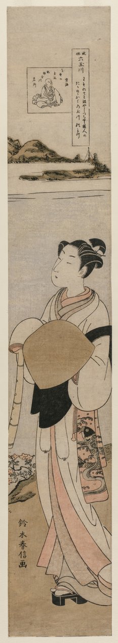 Prästen Kukai vid floden Tama vid berget Koya (från serien The Six Tama Rivers in Everyday Life) av Suzuki Harunobu
