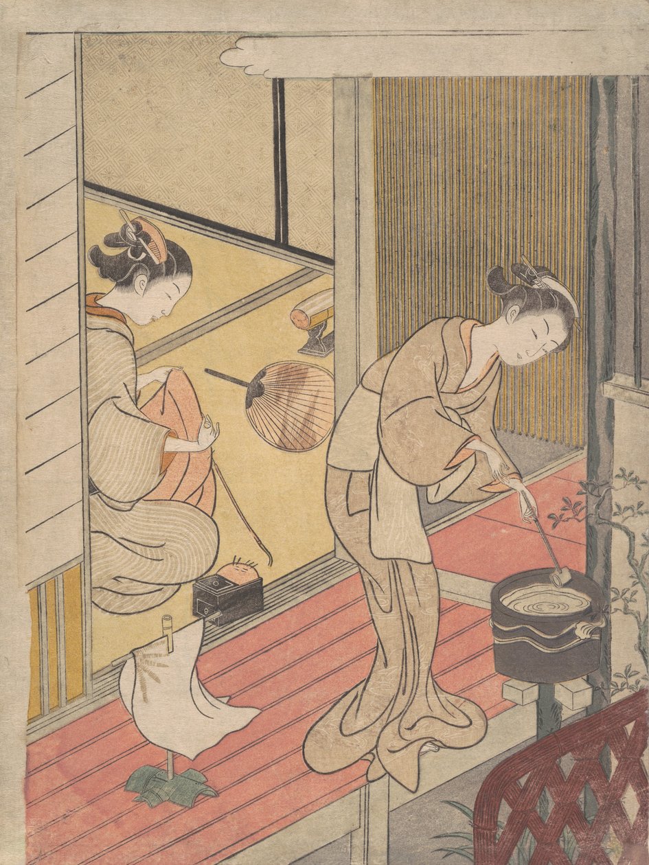 Handdukshyllans återvändande segel, ca. 1766, ca. 1766. av Suzuki Harunobu