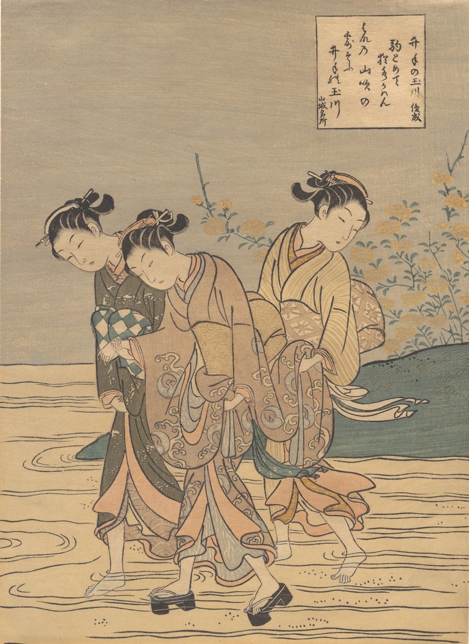 Tamafloden vid Ide, Yamashiro-provinsen, troligen 1766., troligen 1766. av Suzuki Harunobu