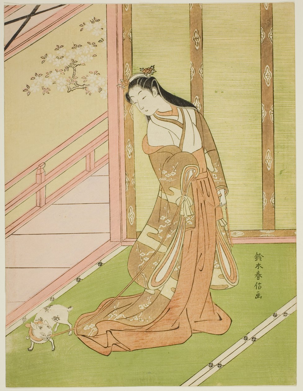 Den tredje prinsessan och hennes kattkatt av Suzuki Harunobu