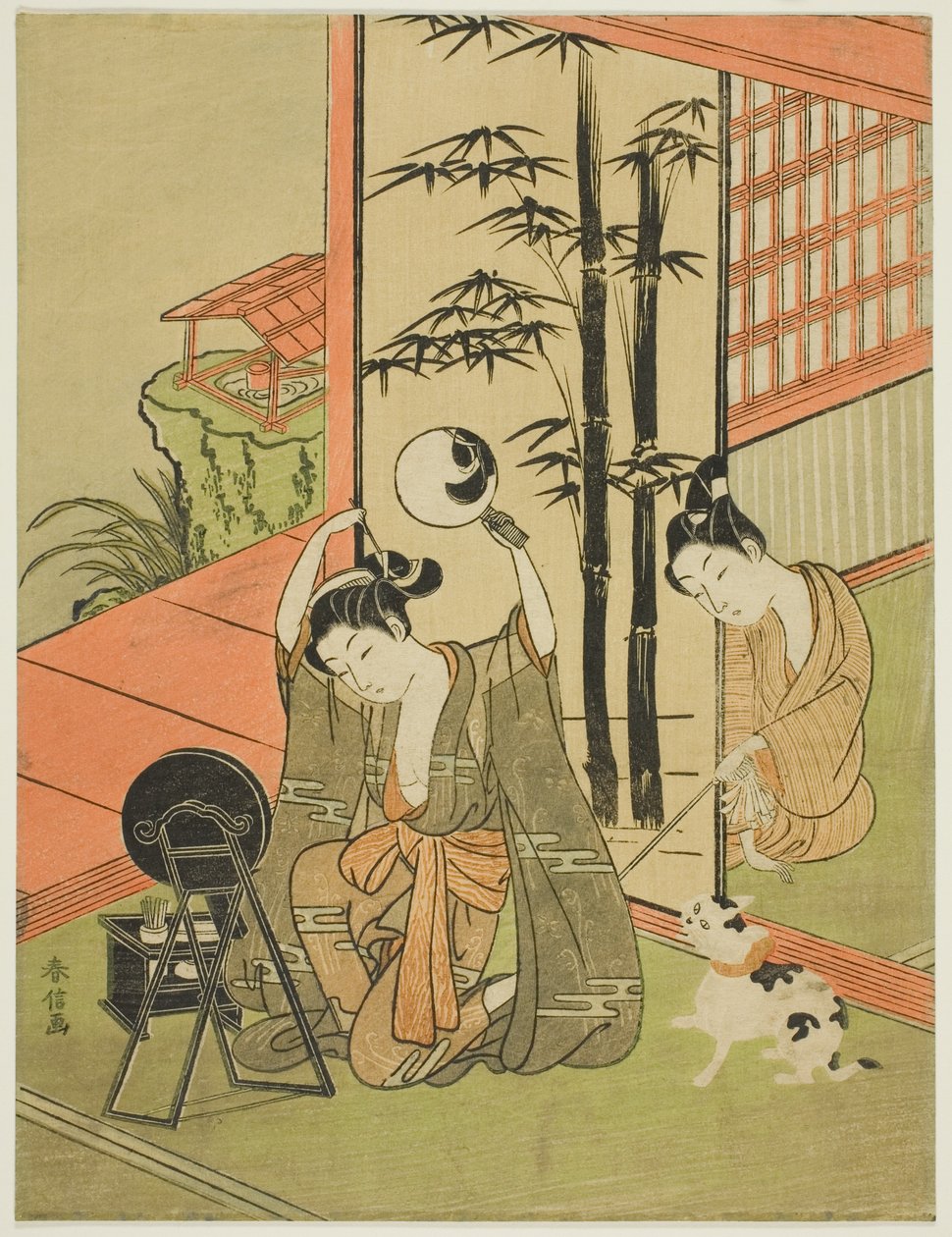 Kittlar hennes fot av Suzuki Harunobu