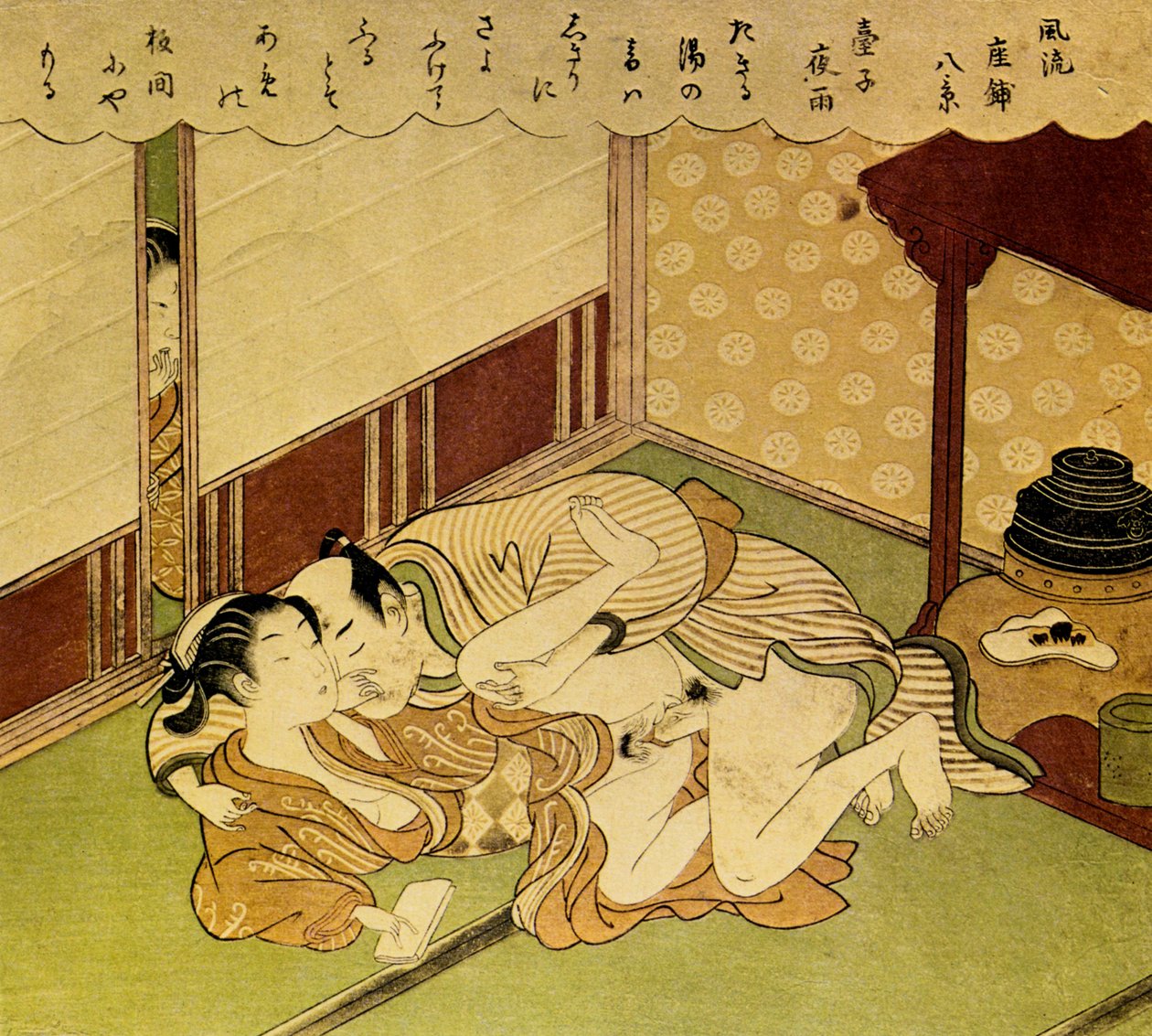 Two Lovers Shunga - erotiskt träklosstryck, ca. 1750 av Suzuki Harunobu