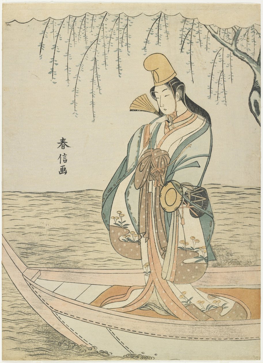 Kvinna i en Asazuma-båt i skepnad av Shirabyo_shi, ca. 1767 av Suzuki Harunobu