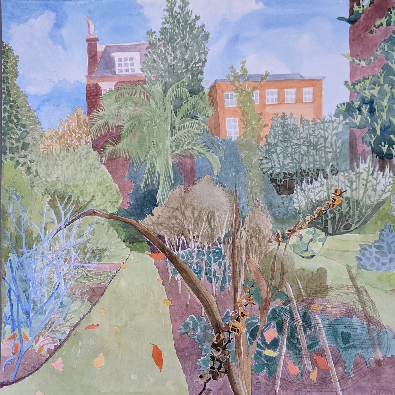 Chelsea Physic Garden, 2020 (akvarell på papper) av Suzy Fasht