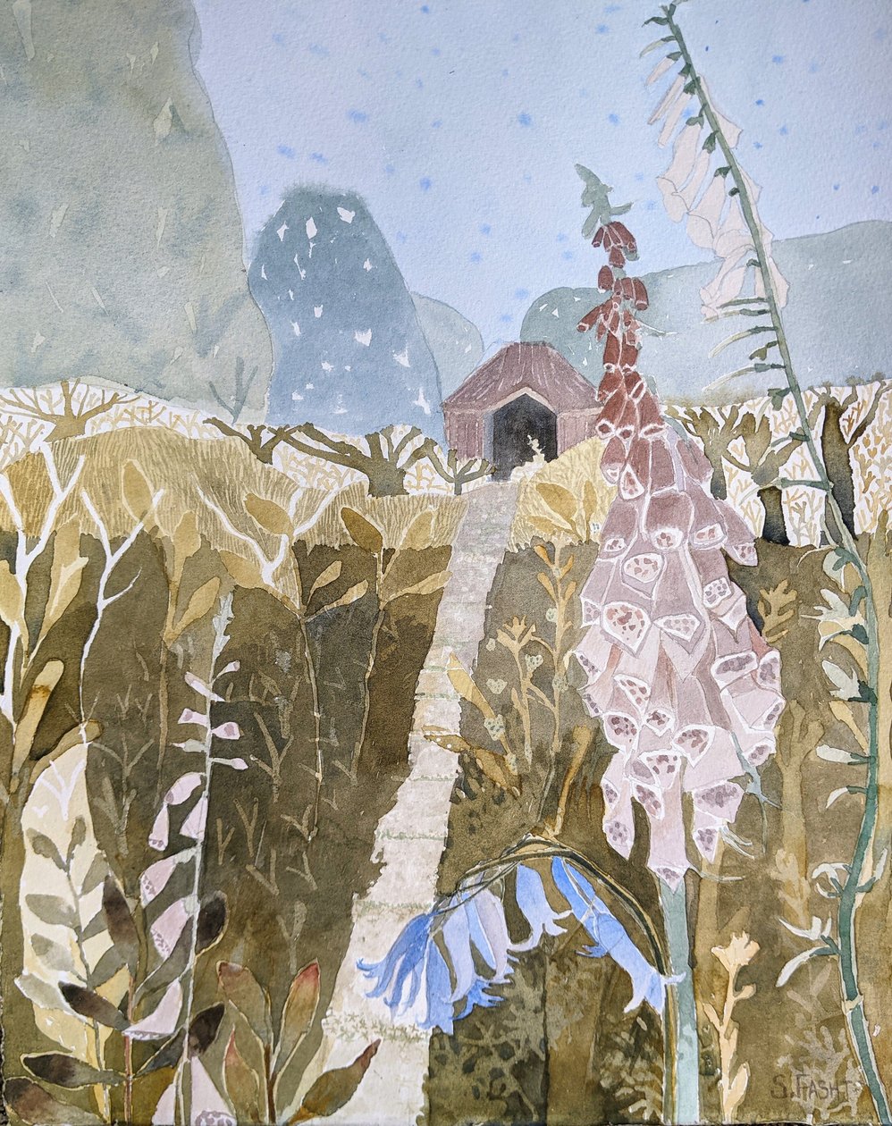 Hideaway, 2022 (akvarell på papper) av Suzy Fasht