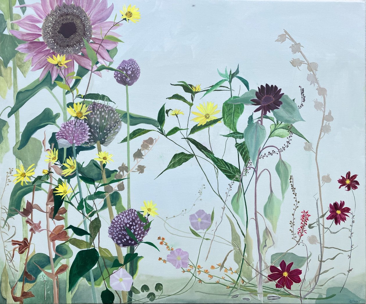 Late Summer Flowers, 2024 (olja på linne) av Suzy Fasht