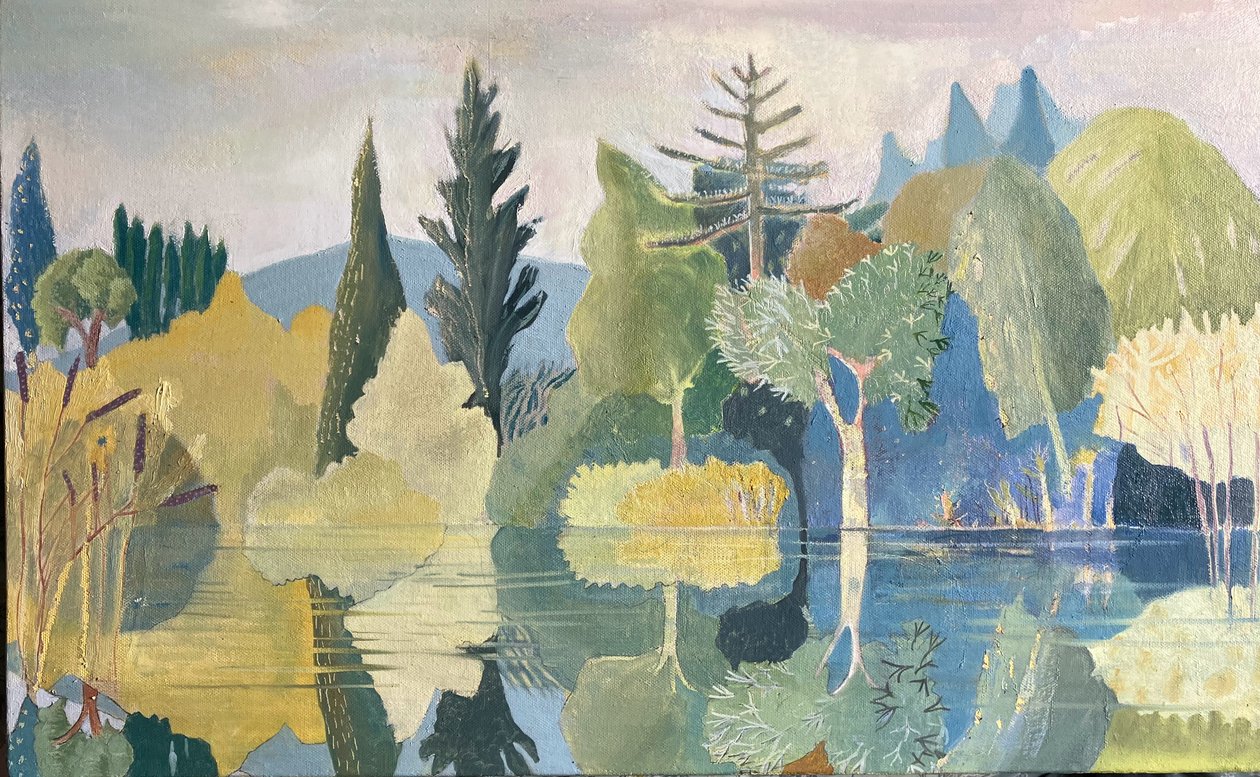 Den tysta sjön, 2024 (olja på duk) av Suzy Fasht