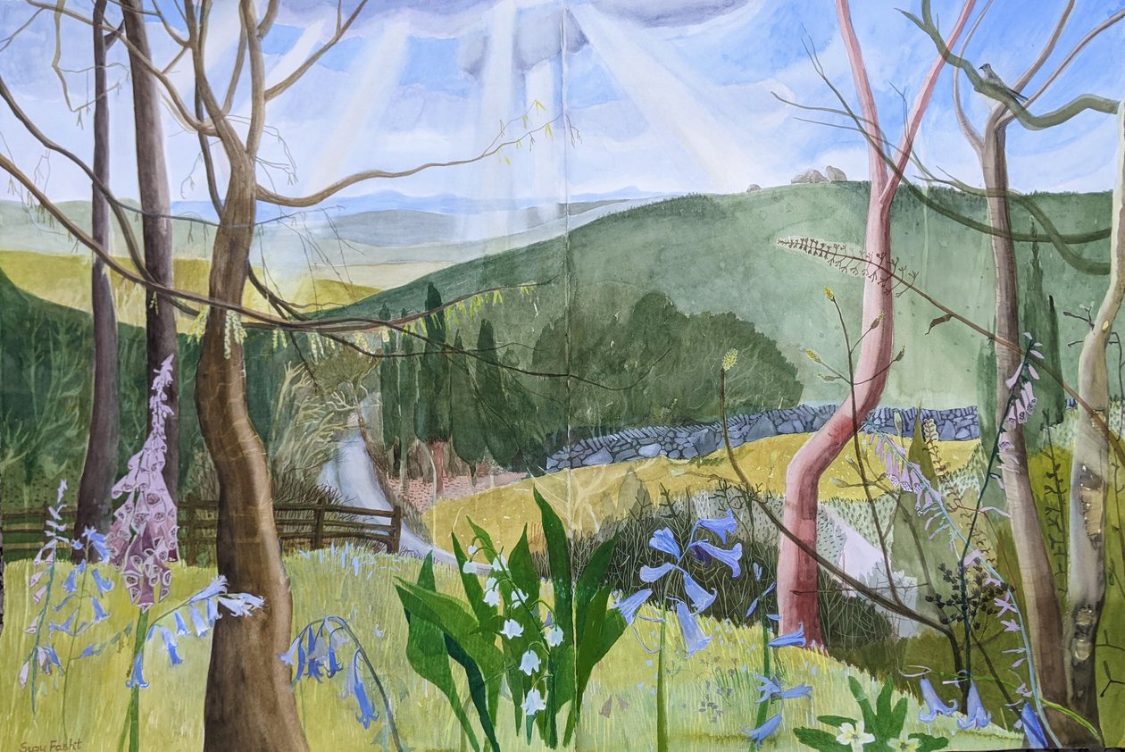 This Green and Pleasant Land, Dartmoor, 2022 (akvarell på papper) av Suzy Fasht