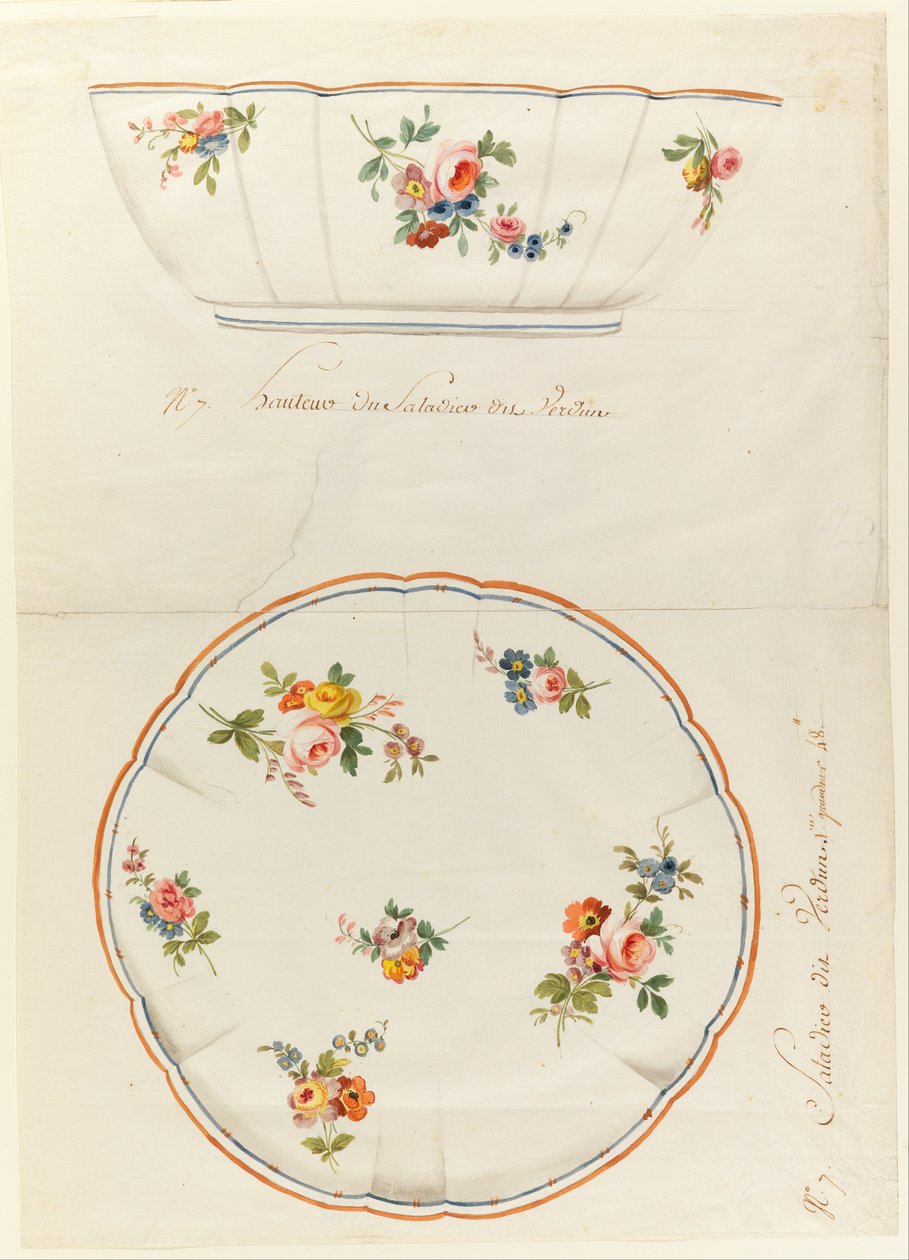 Design for a Painted Porcelain Scalloped Salad Bowl, for Sèvres Porcelain Manufactury av Sèvres Porcelain Manufactory