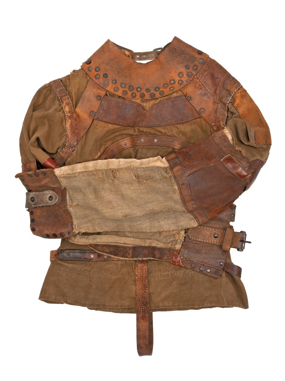 Tvångströja ägd av Harry Houdini, ca 1915 (khaki canvas, läder & metallnitar) av Swanfeldt Tent and Awning Co.