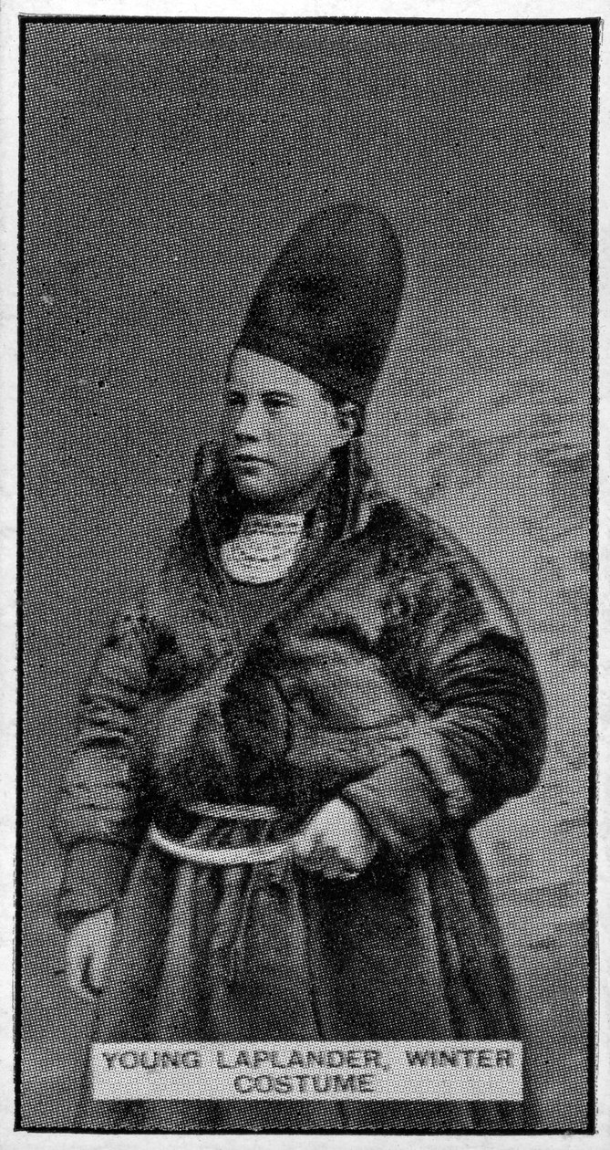 Ung lapplänning i vinterdräkt, efter ett sent 1800-talsfotografi av Swedish Photographer