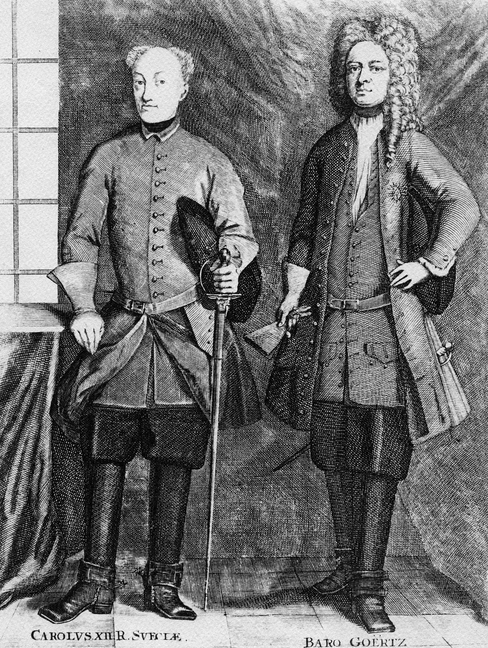 Karl XII av Sverige med sin rådgivare baron Gortz av Swedish School