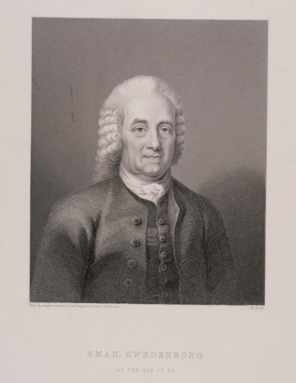 Emanuel Swedenborg (1688-1772) vid 80 års ålder, graverad av W. Holl, från World Religion, utgiven av A. Fullarton & Co. av Swedish School