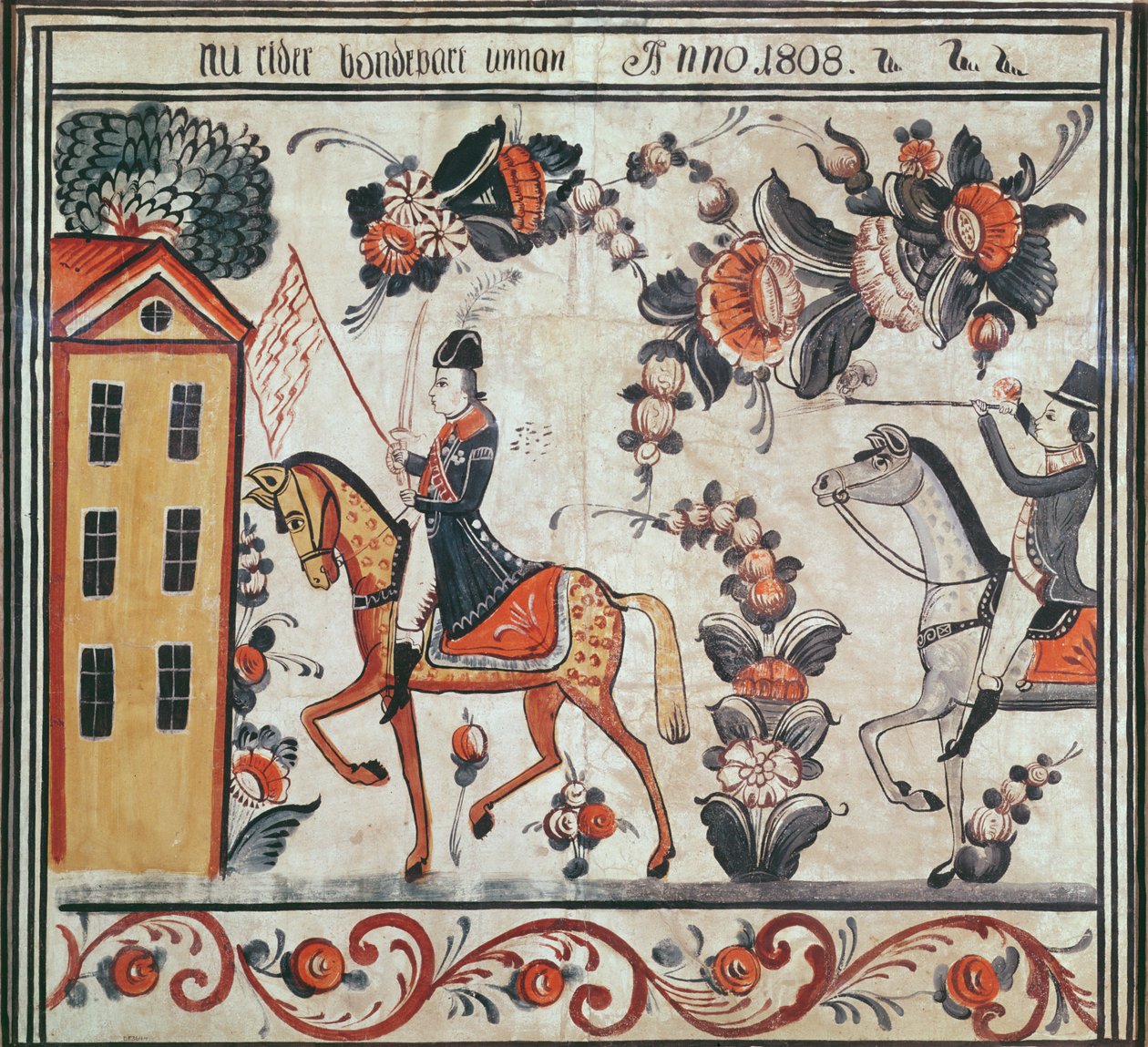 Napoleons flykt, 1808 (wc på papper) av Swedish School
